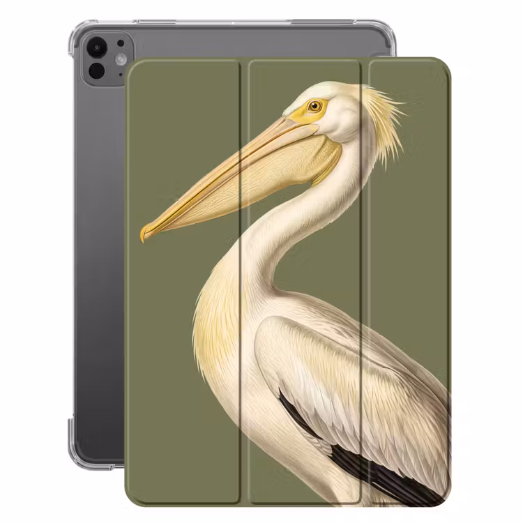iPad-Hülle - Pelikan - Weiß - Vogel - Klassisch - Natur — 1