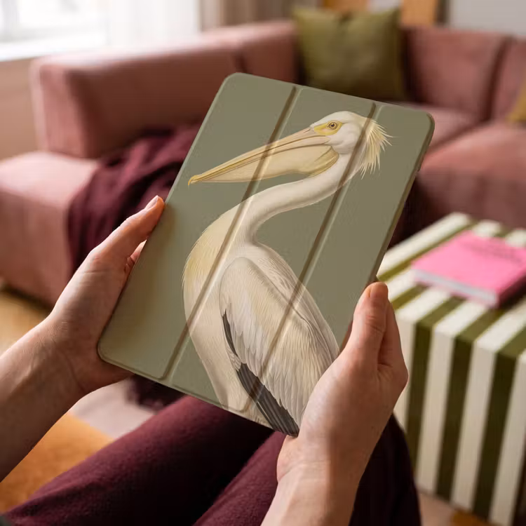 iPad-Hülle - Pelikan - Weiß - Vogel - Klassisch - Natur — 4