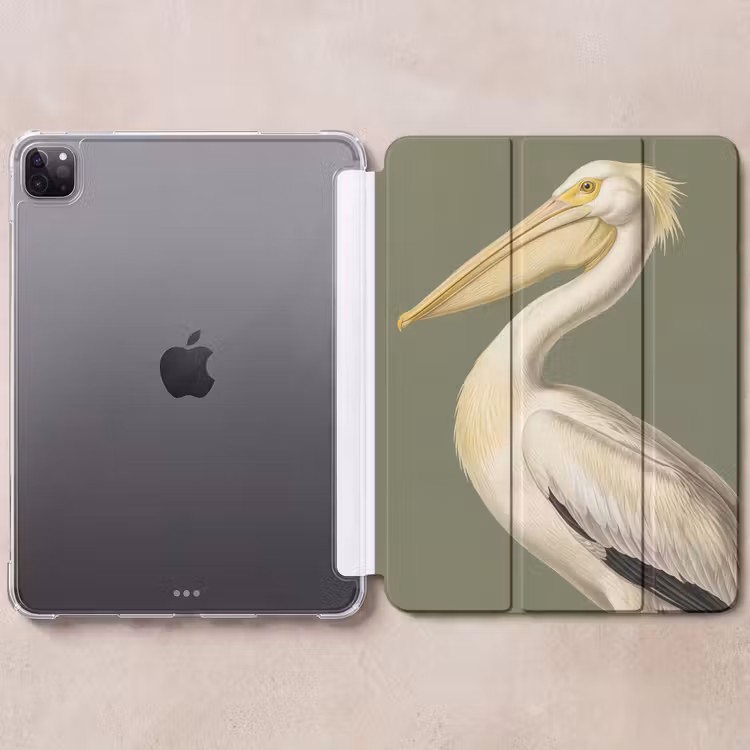iPad-Hülle - Pelikan - Weiß - Vogel - Klassisch - Natur — 6