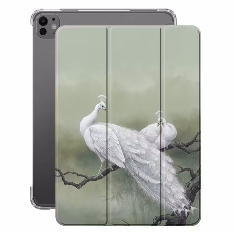 iPad-Hülle - Pfaue - Weiß - Natur - Grün — 1