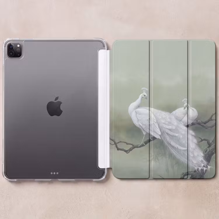 iPad-Hülle - Pfaue - Weiß - Natur - Grün — 6