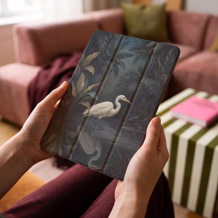 iPad-Hülle - Reiher - Wasser - Natur - Modern - Weiß — 4