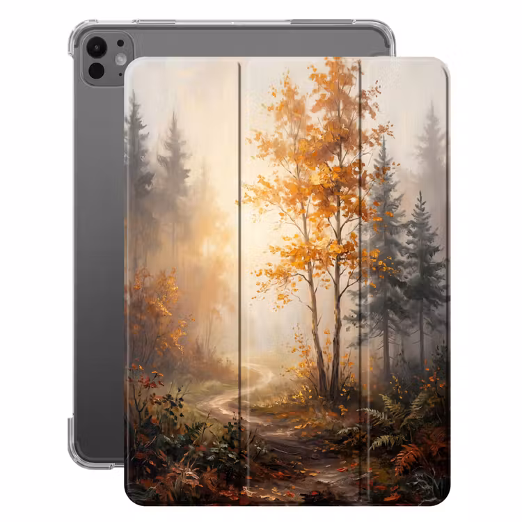 iPad-Hülle - Waldweg - Herbstlaub - Natur - Landschaft - Orange — 1