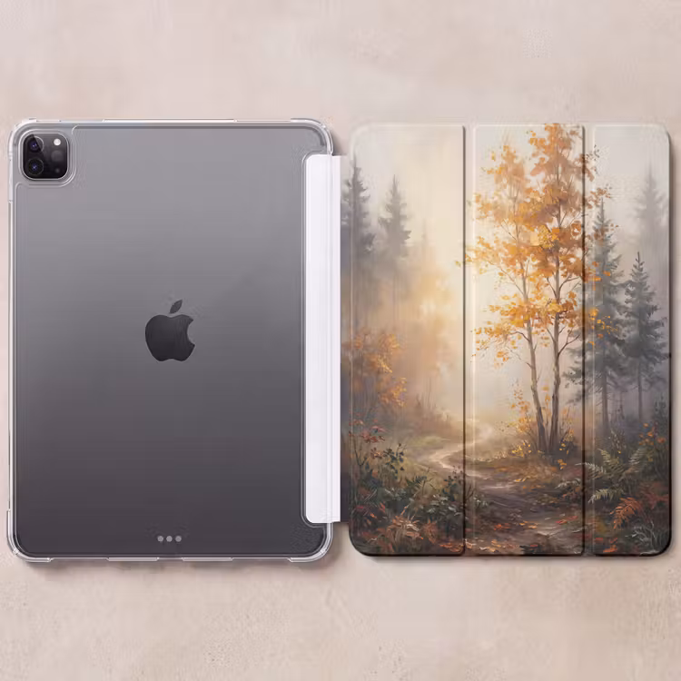 iPad-Hülle - Waldweg - Herbstlaub - Natur - Landschaft - Orange — 6