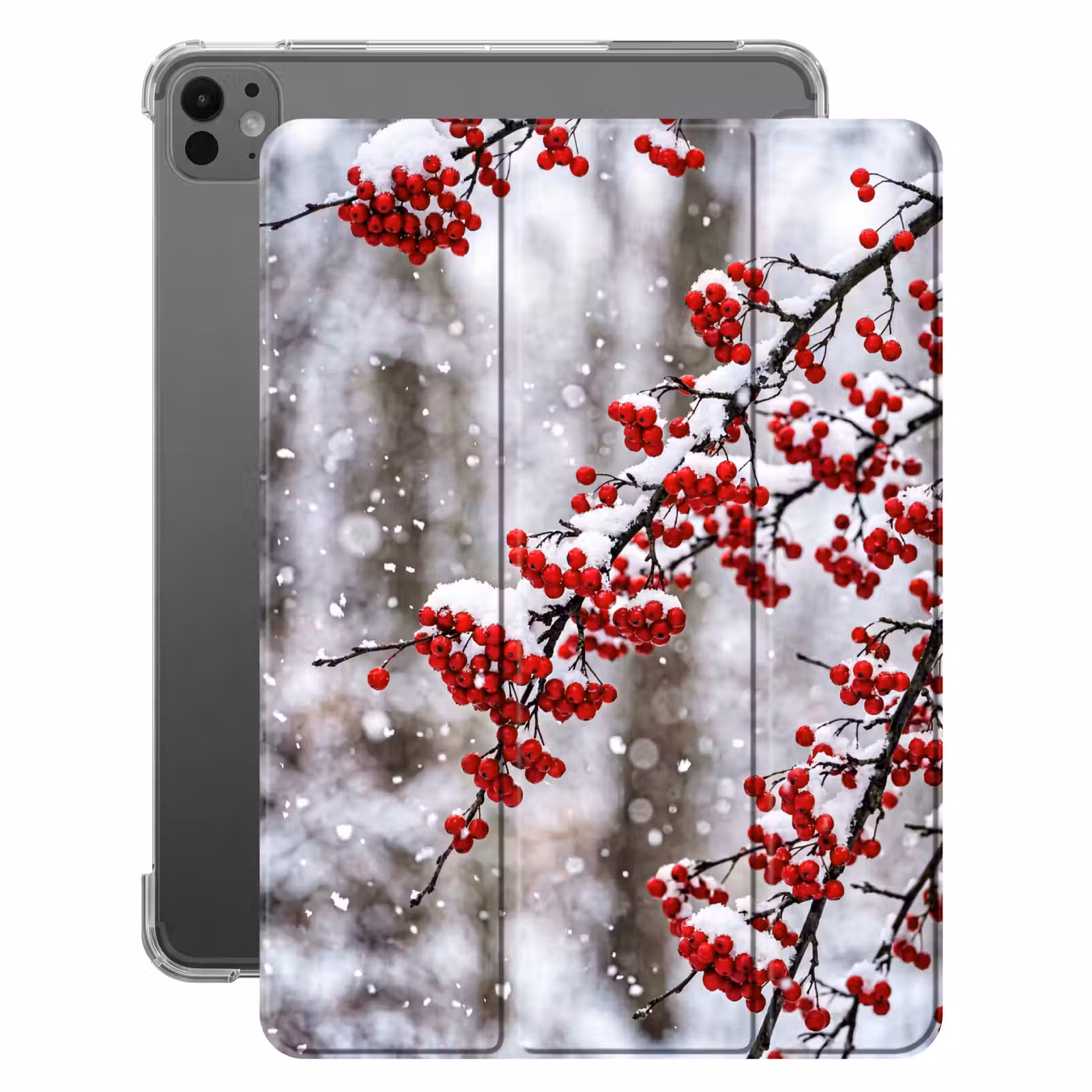 iPad-Hülle - Beeren - Äste - Schnee - Bunt — 1