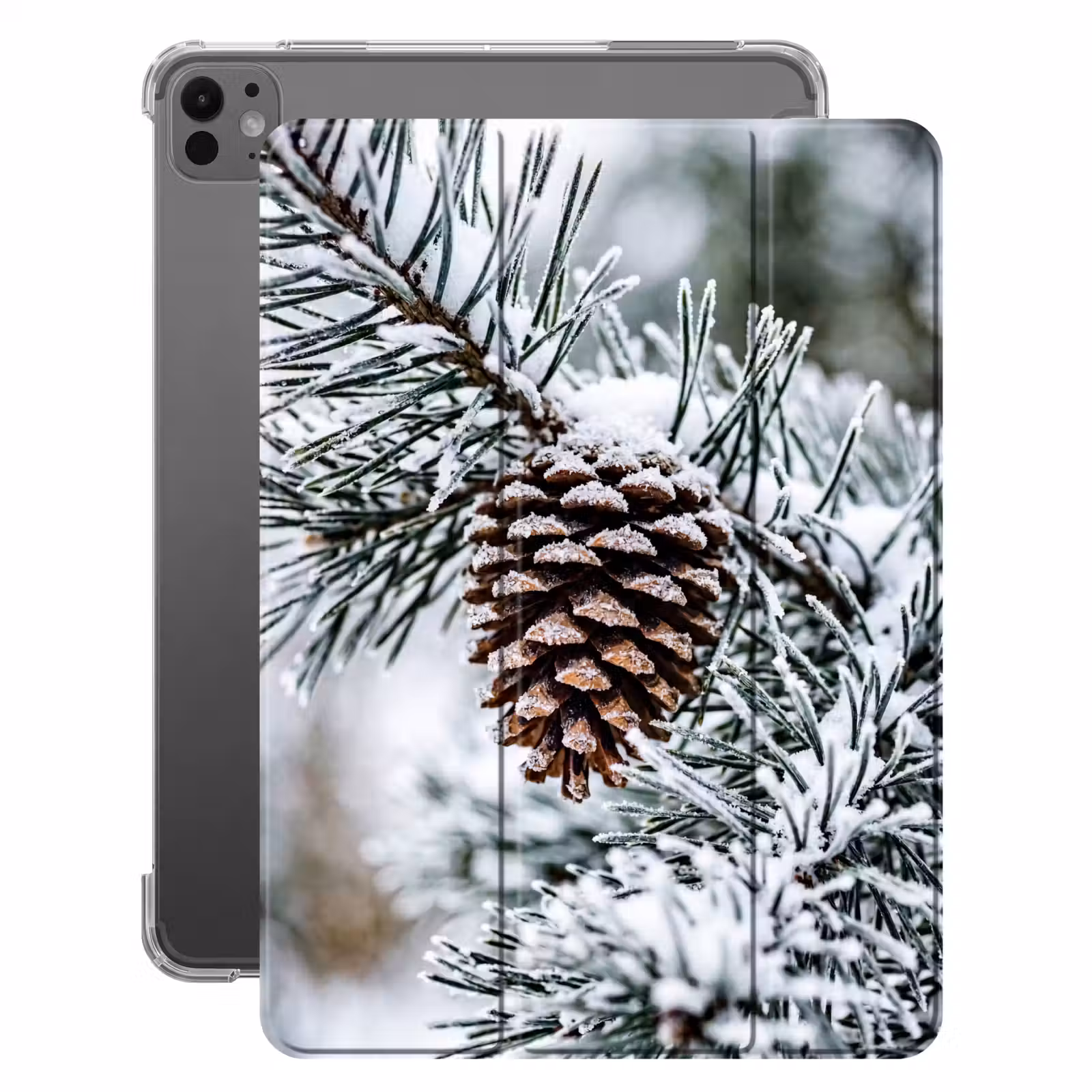 iPad-Hülle - Tannenzapfen - Zweig - Schnee - Winter - Atmosphärisch — 1