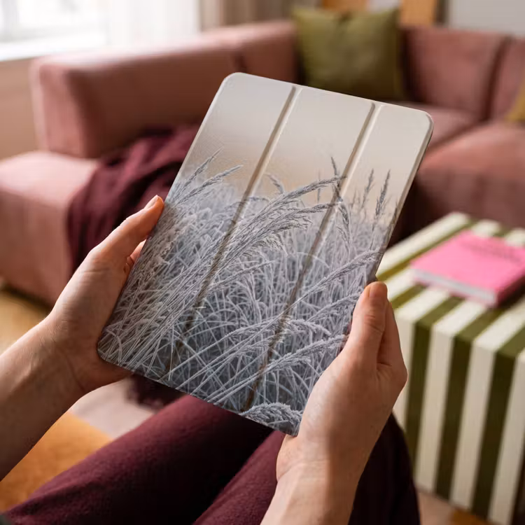 iPad-Hülle - Reif - Gras - Kristalle - Winter - Minimalistisch — 4