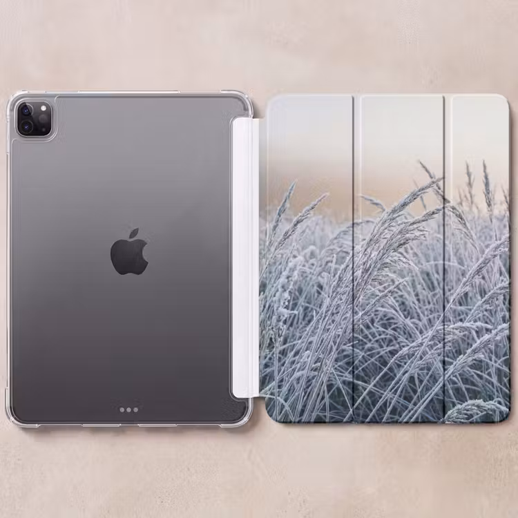 iPad-Hülle - Reif - Gras - Kristalle - Winter - Minimalistisch — 6