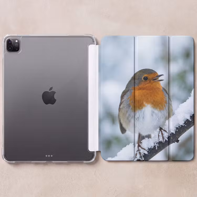 iPad-Hülle - Rotkehlchen - Zweig - Schnee - Winter - Lebendig — 6