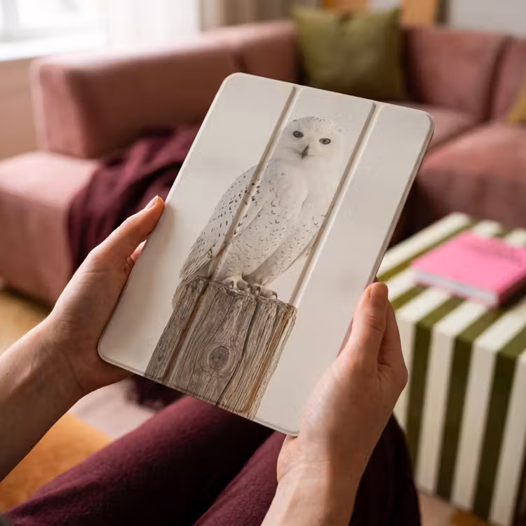 iPad-Hülle - Schneeeule - Pfahl - Winter - Porträt - Majestätisch — 4