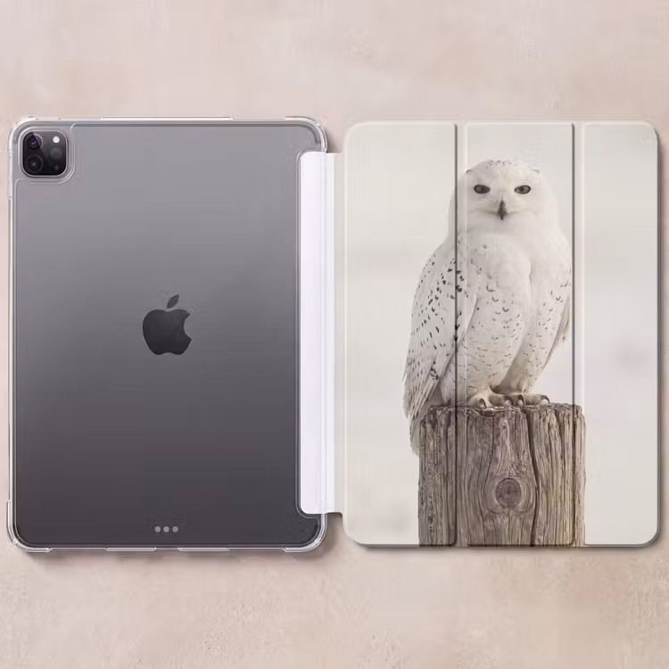iPad-Hülle - Schneeeule - Pfahl - Winter - Porträt - Majestätisch — 6