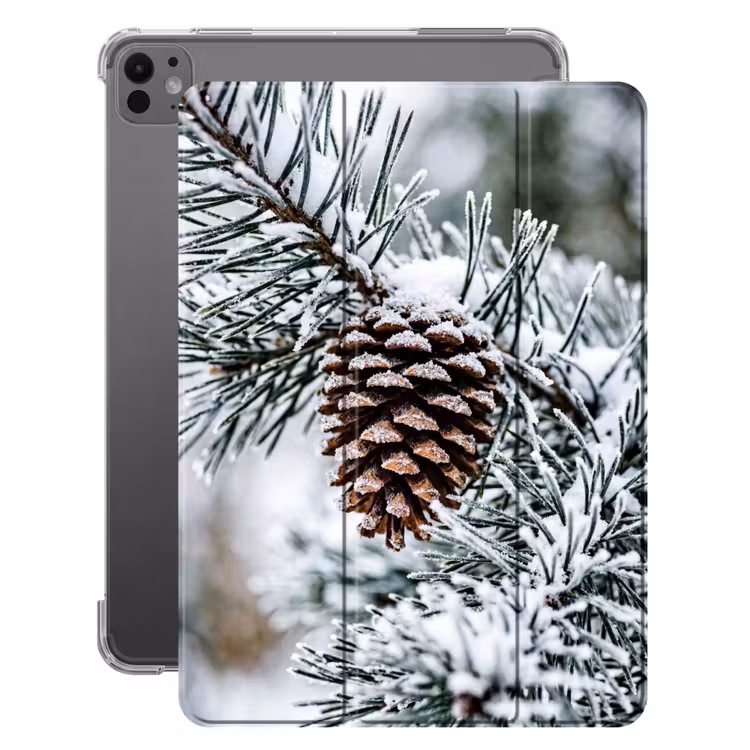 iPad-Hülle - Tannenzapfen - Zweig - Schnee - Winter - Atmosphärisch — 1