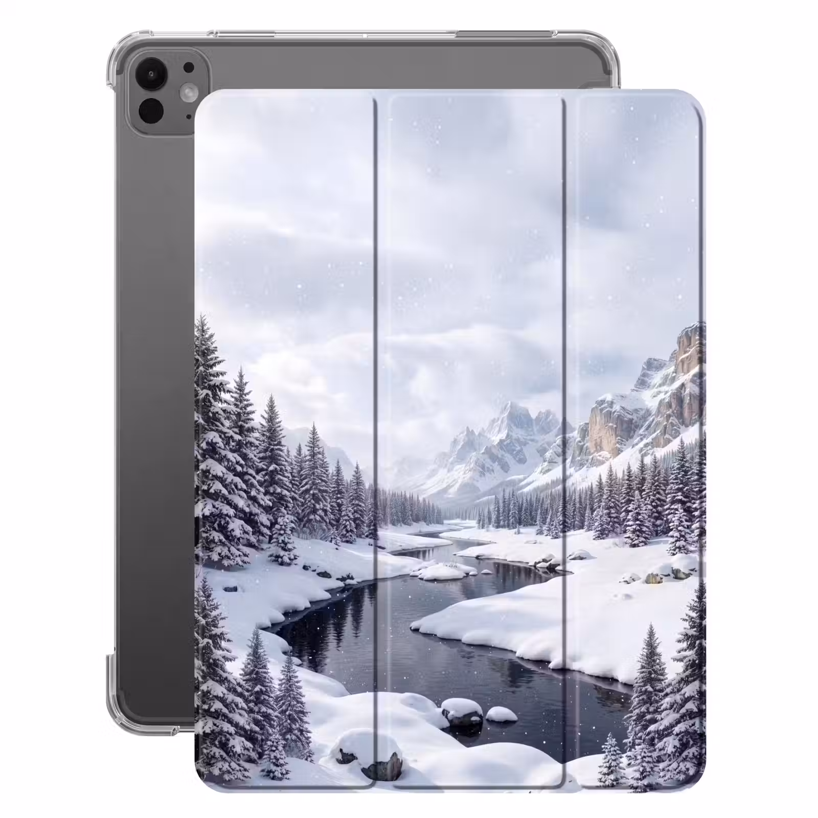 iPad-Hülle - Verschneite Landschaft - Berge - Fluss - Winter — 1