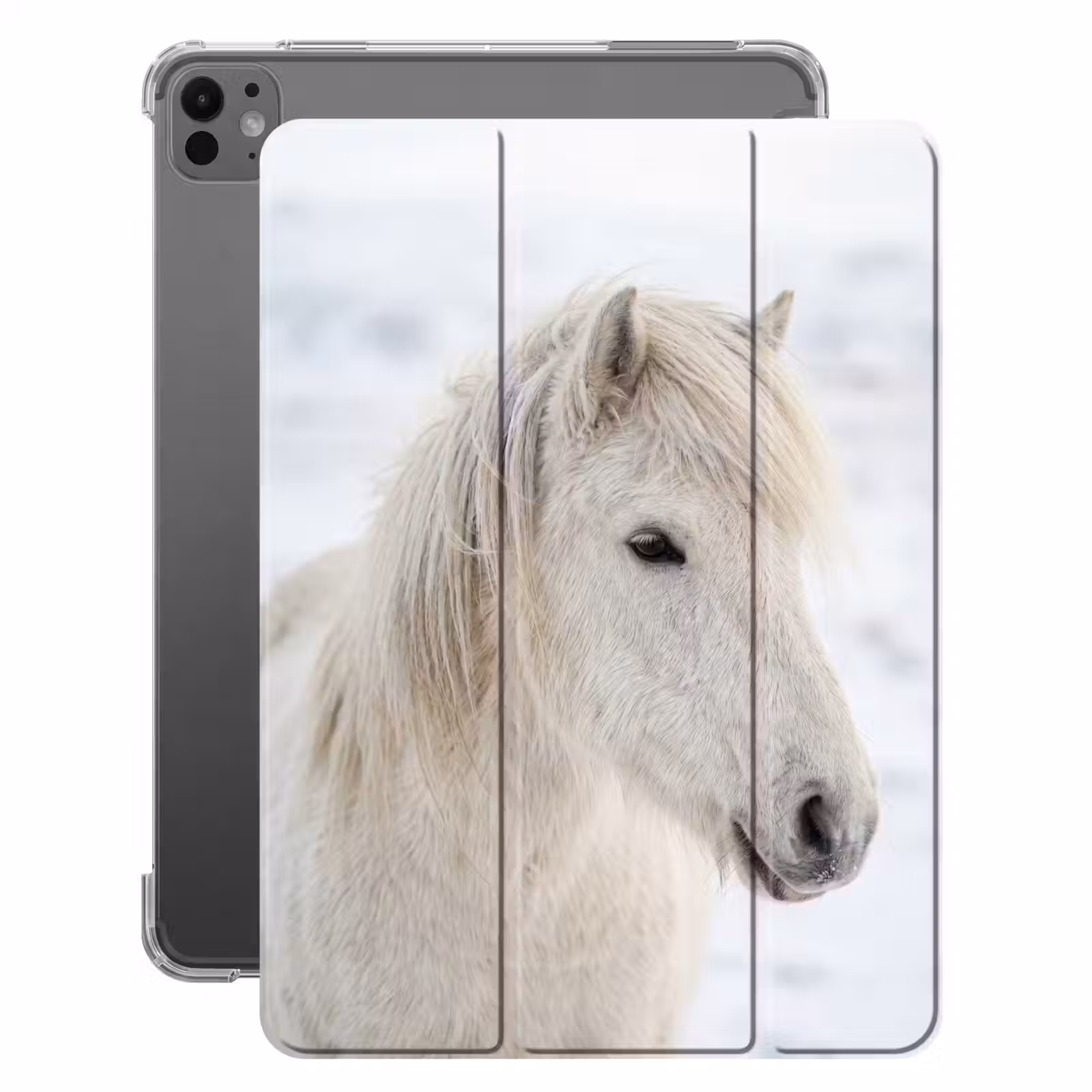 iPad-Hülle - Pferd - Kopf - Winter - Tiere - Weiß — 1