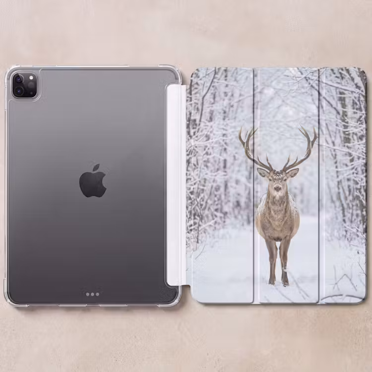 iPad-Hülle - Hirsch - Winter - Wald - Natur - Weiß — 6