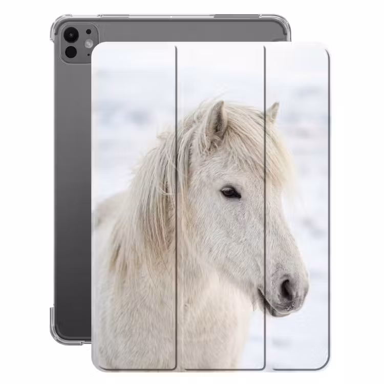 iPad-Hülle - Pferd - Kopf - Winter - Tiere - Weiß — 1