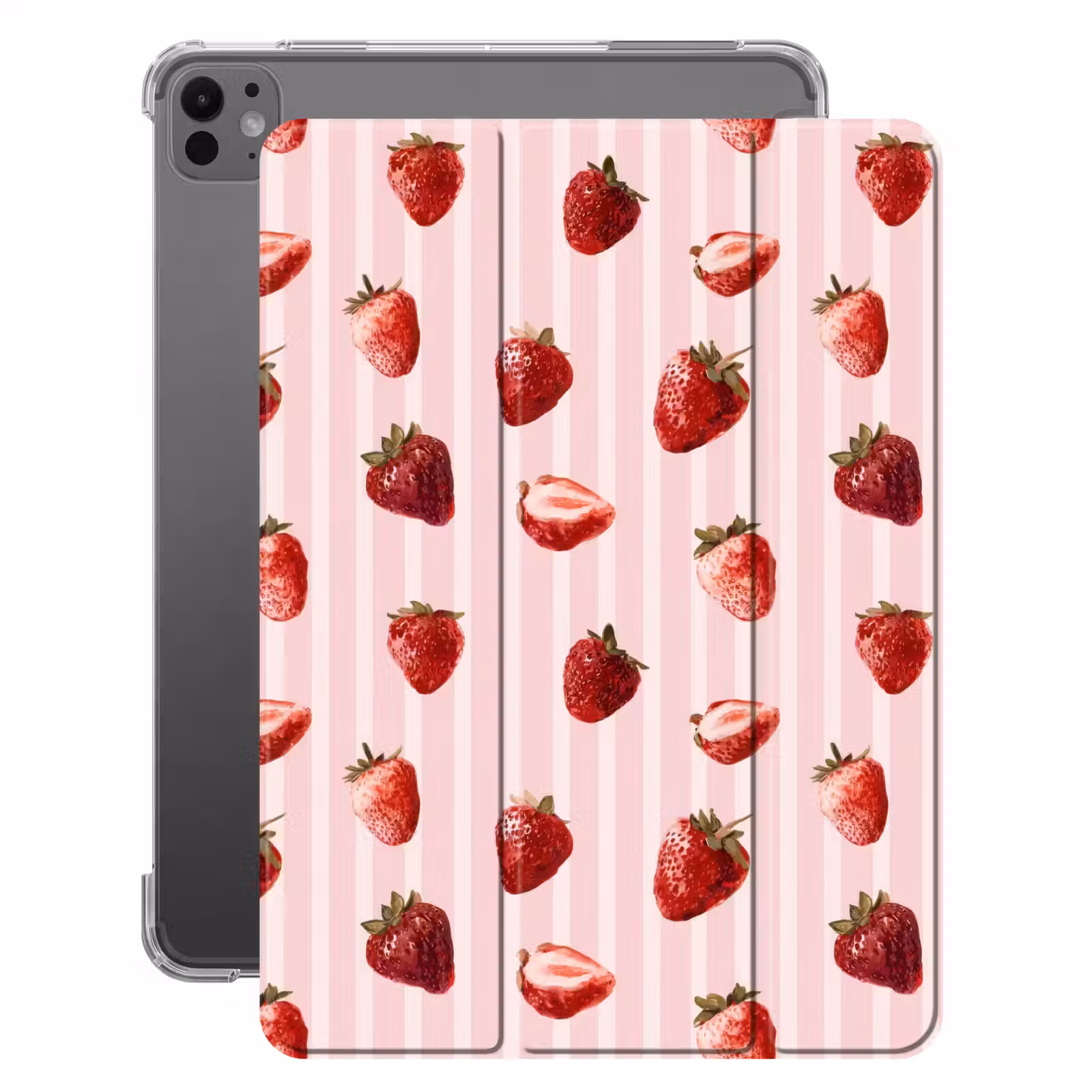 iPad-Hülle - Streifen - Erdbeere - Rosa — 1