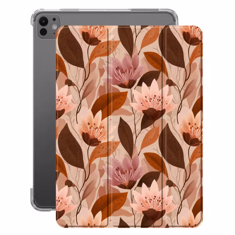 iPad-Hülle - Blumen - Blätter - Braun — 1