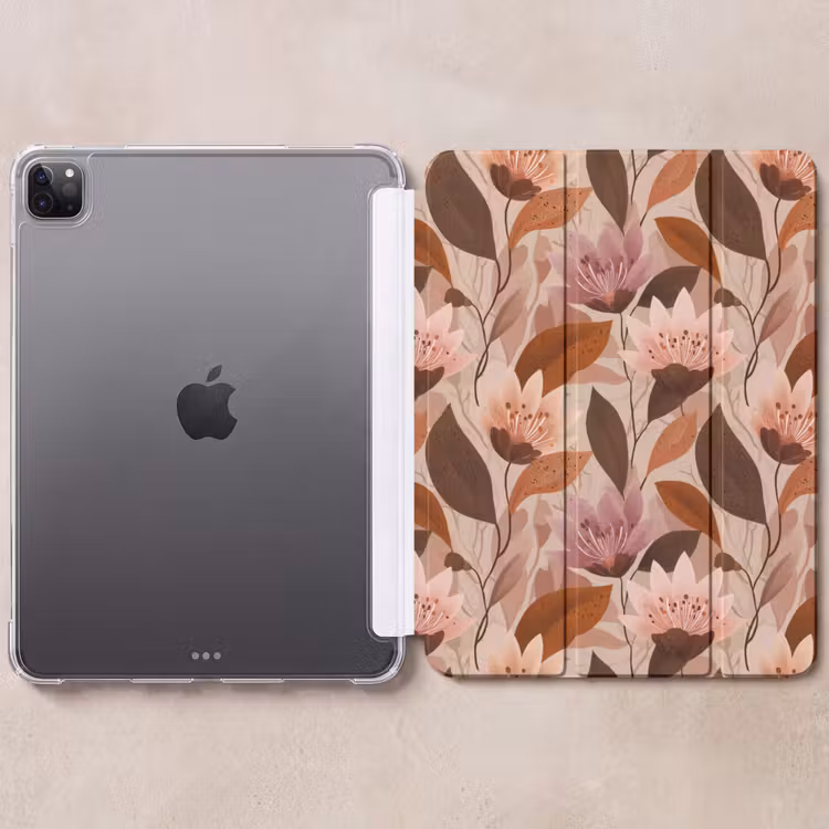 iPad-Hülle - Blumen - Blätter - Braun — 6