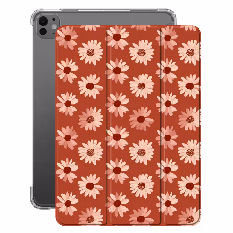 iPad-Hülle - Gänseblümchen - Retro - Terrakotta — 1