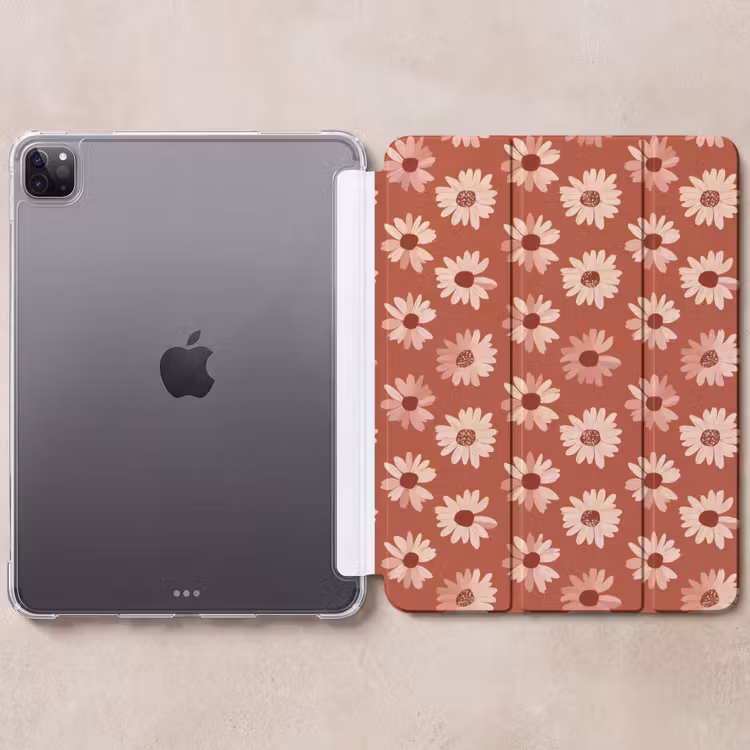 iPad-Hülle - Gänseblümchen - Retro - Terrakotta — 6