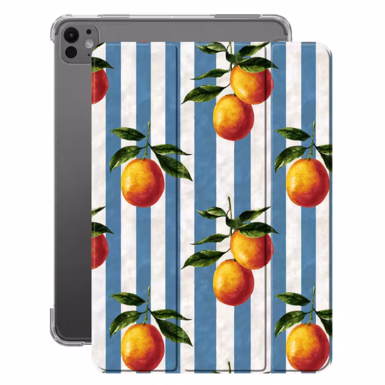 iPad-Hülle - Streifen - Zitrone - Blau — 1