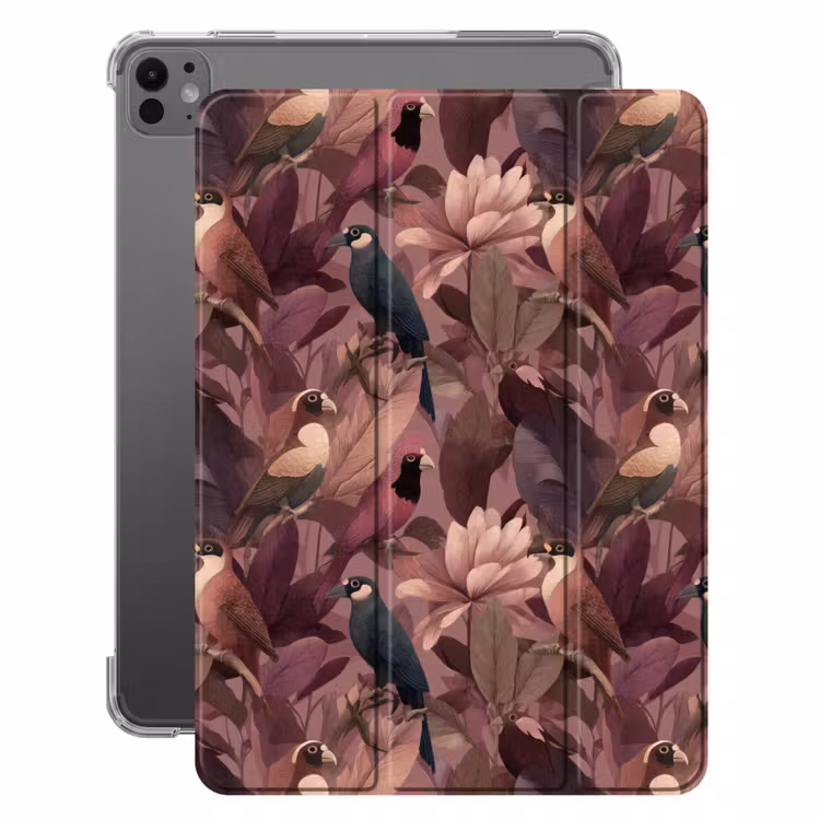iPad-Hülle - Vögel - Blätter - Rosa — 1