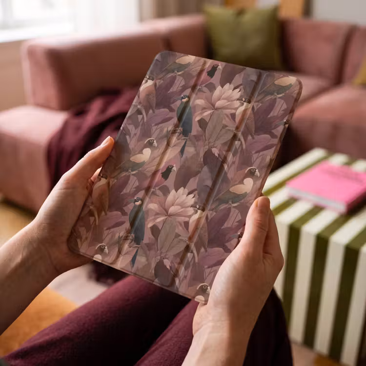 iPad-Hülle - Vögel - Blätter - Rosa — 4