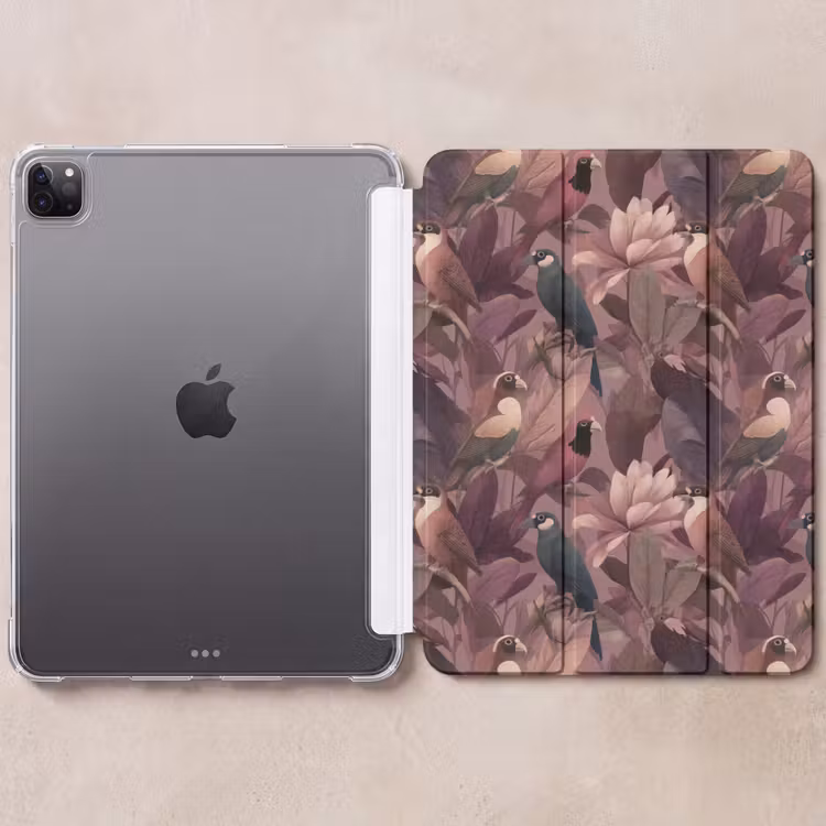iPad-Hülle - Vögel - Blätter - Rosa — 6
