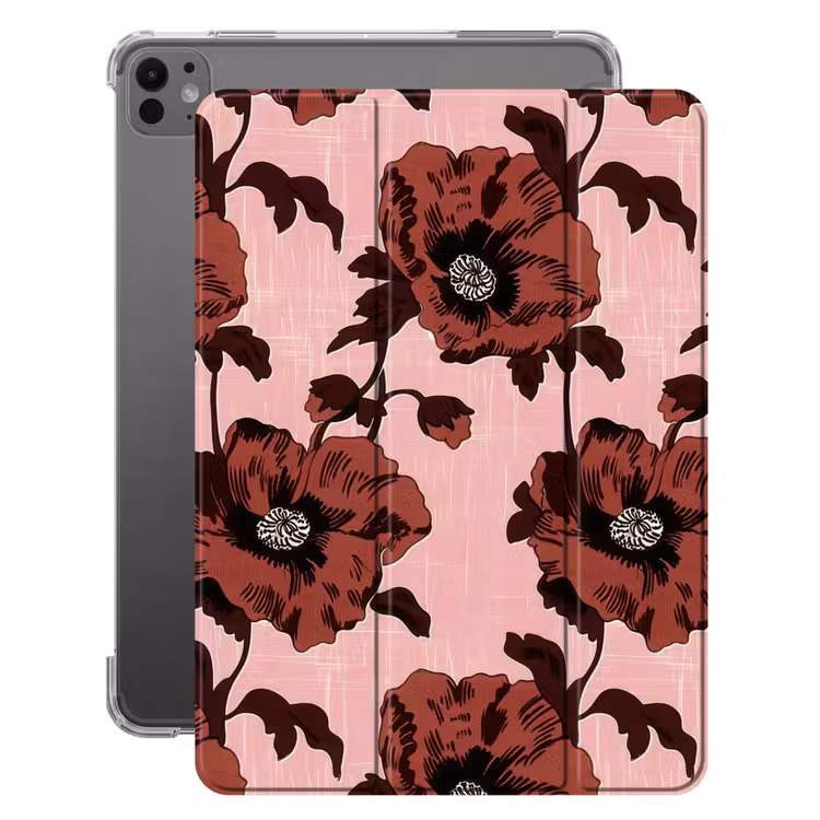 iPad-Hülle - Blumen - Retro - Rot — 1
