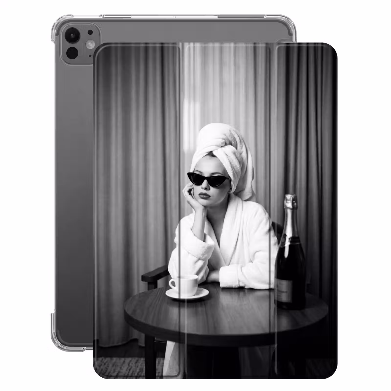 iPad-Hülle - Frau - Blasen - Schwarz - Weiß — 1