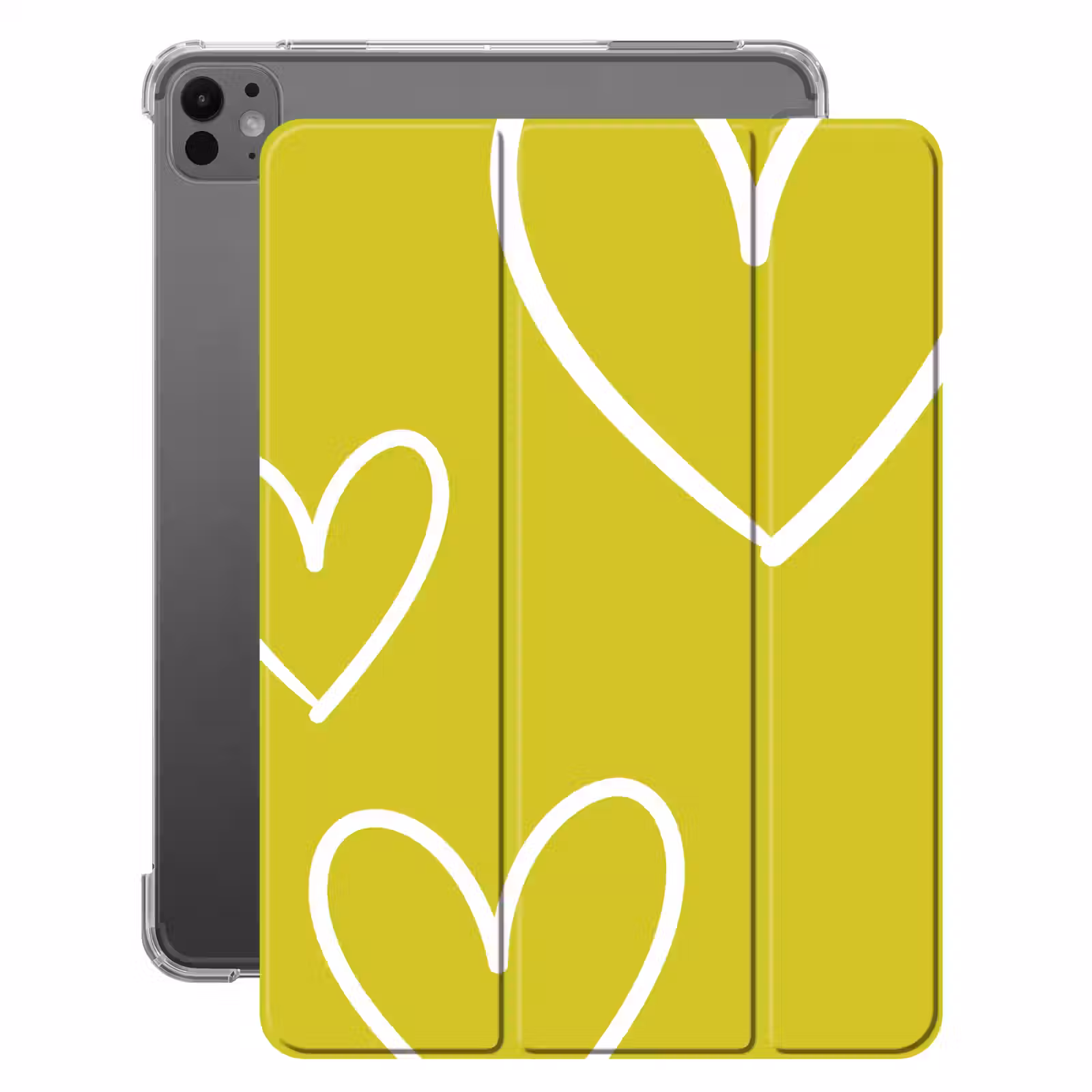 iPad-Hülle - Grün - Herzen - Weiß — 1