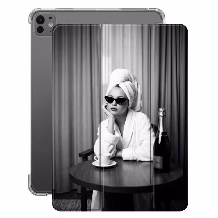 iPad-Hülle - Frau - Blasen - Schwarz - Weiß — 1