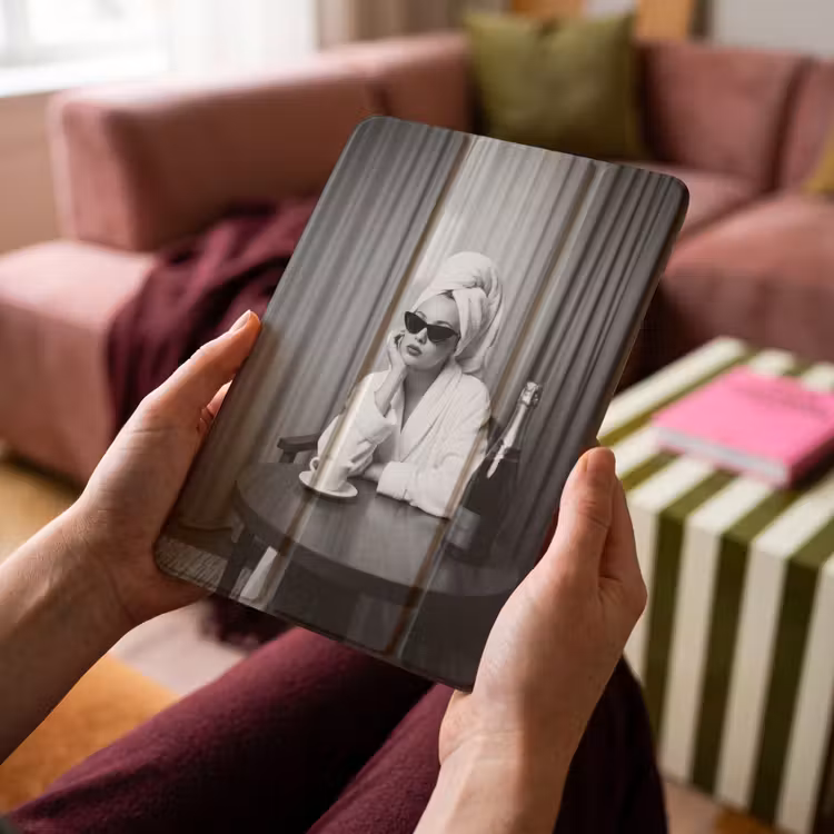 iPad-Hülle - Frau - Blasen - Schwarz - Weiß — 4