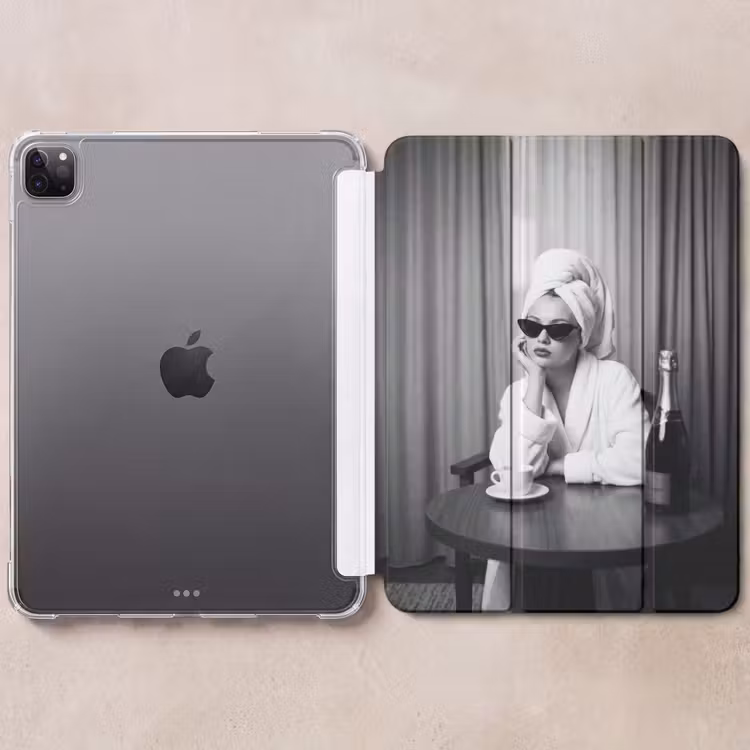 iPad-Hülle - Frau - Blasen - Schwarz - Weiß — 6