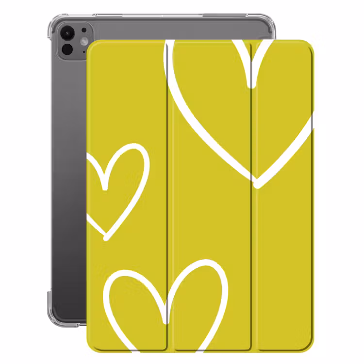 iPad-Hülle - Grün - Herzen - Weiß — 1