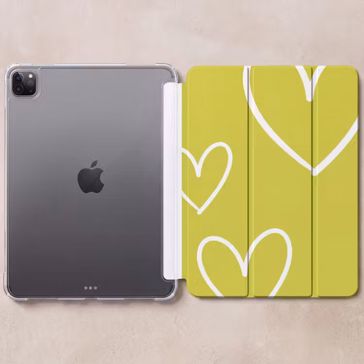 iPad-Hülle - Grün - Herzen - Weiß — 6