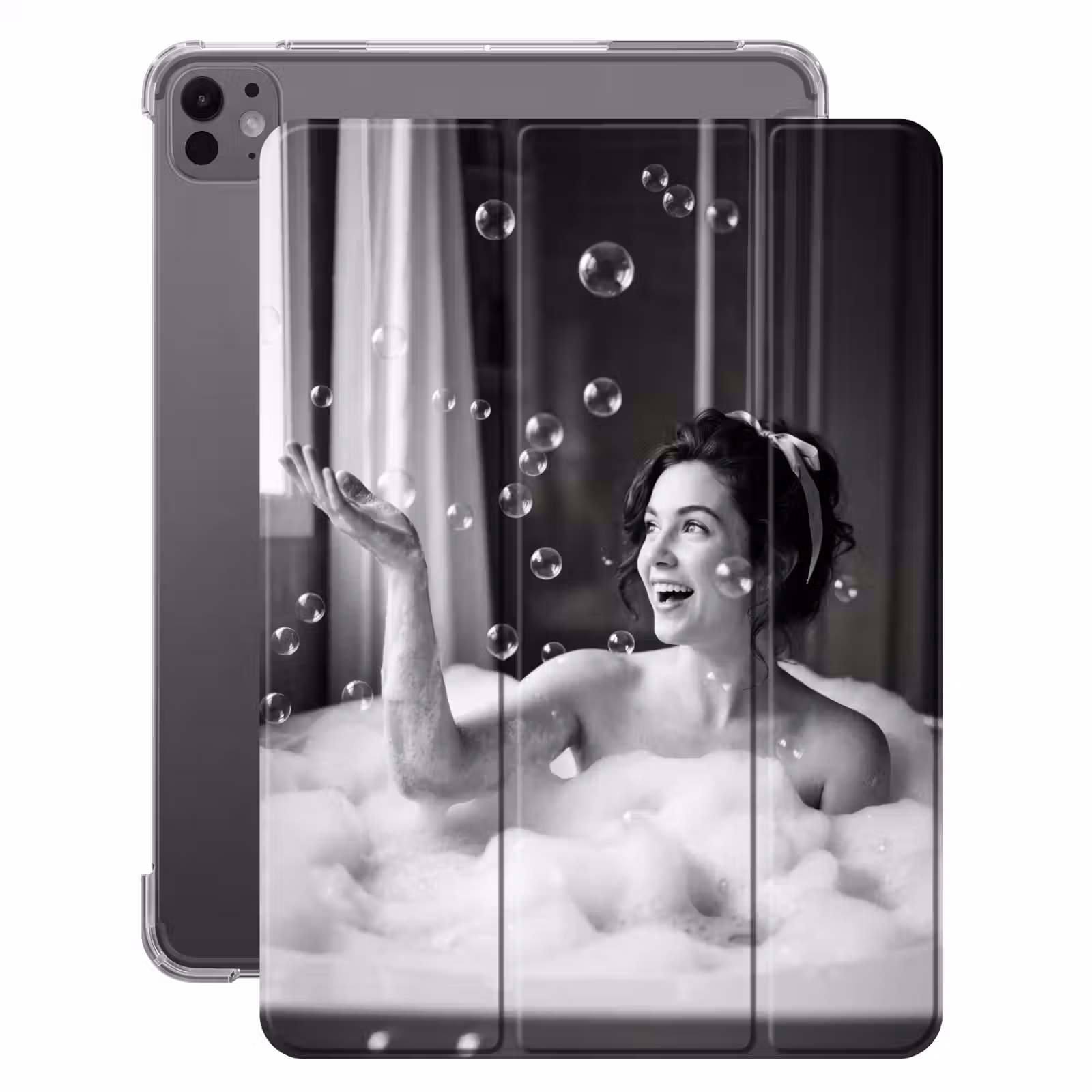 iPad-Hülle - Bad - Seifenblasen - Schwarz - Weiß — 1