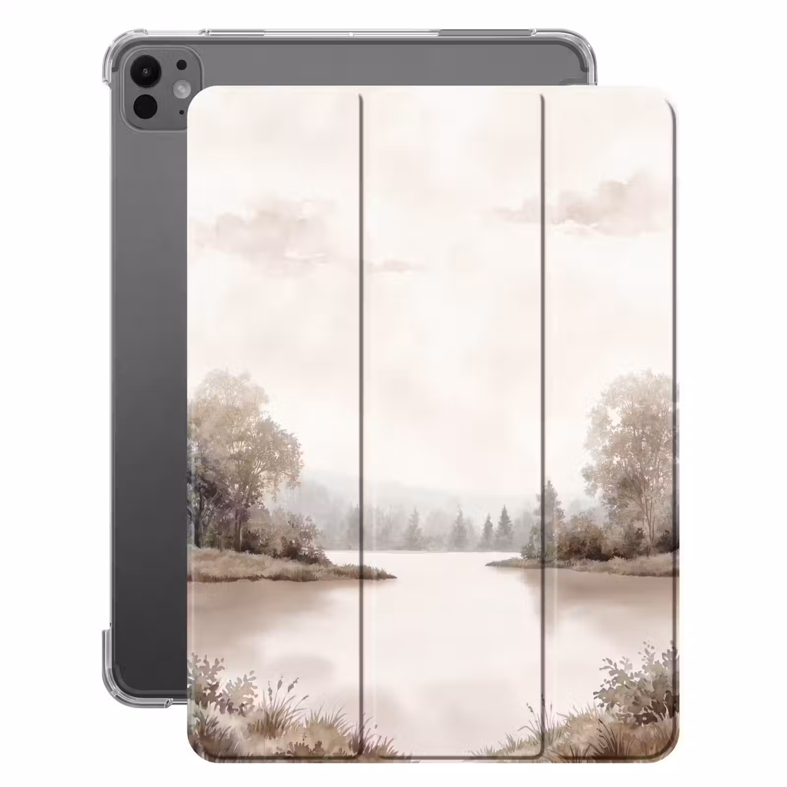 iPad-Hülle - Flusslandschaft - Minimalistisch - Erdtöne — 1