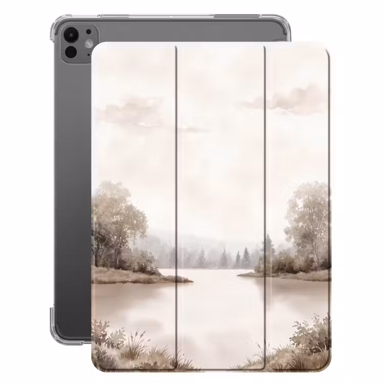 iPad-Hülle - Flusslandschaft - Minimalistisch - Erdtöne — 1