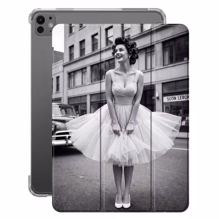 iPad-Hülle - Retro - Frau - Schwarz - Weiß — 1