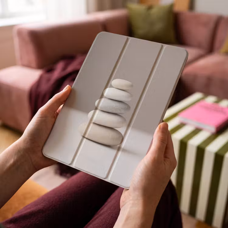 iPad-Hülle - Gestapelt - Steine - Grau — 4