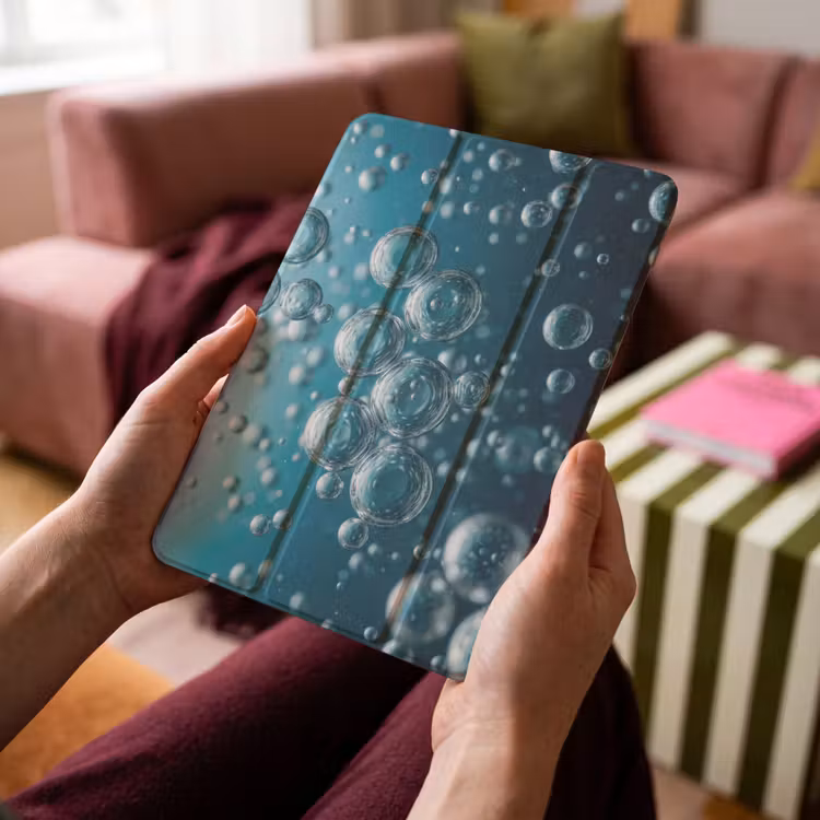 iPad-Hülle - Luftblasen - Dynamisch - Blau — 4