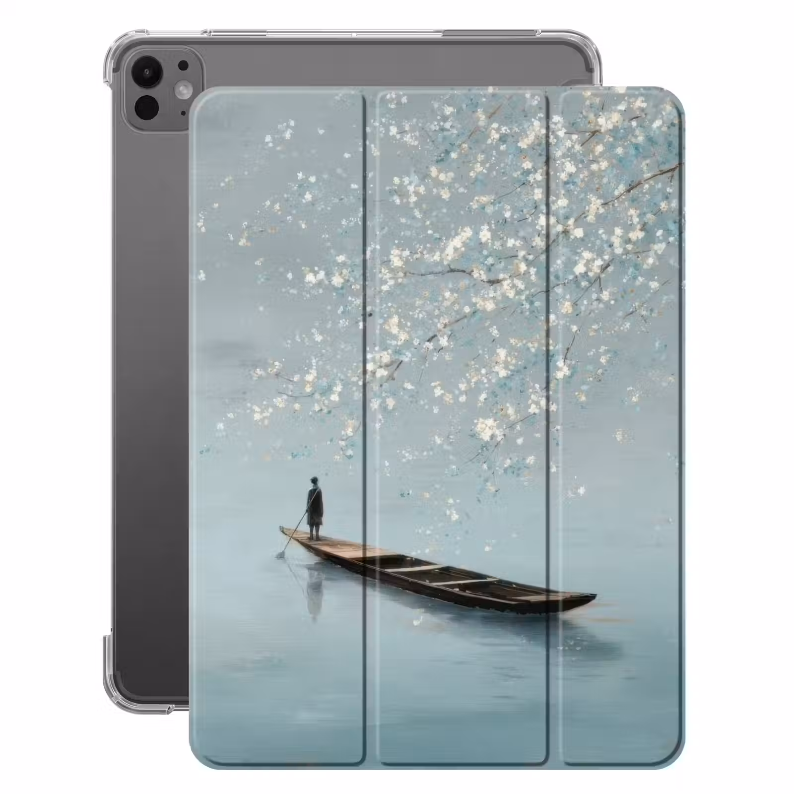 iPad-Hülle - Blüten - Minimalistisch - Wasseroberfläche - Boot — 1