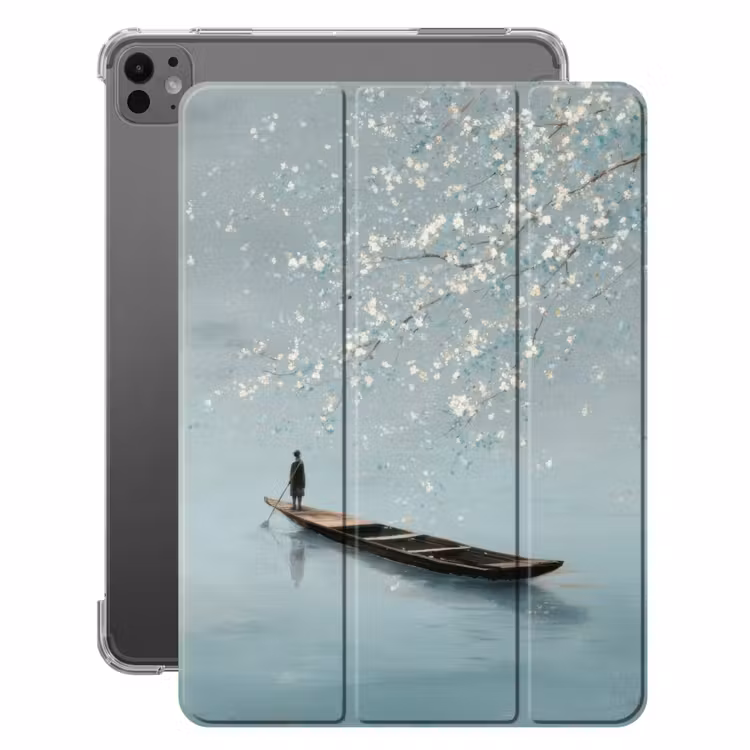 iPad-Hülle - Blüten - Minimalistisch - Wasseroberfläche - Boot — 1