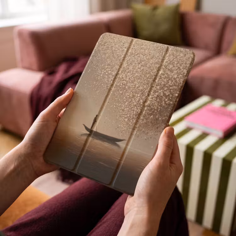 iPad-Hülle - Boot - Blätter - Gold - Wasser — 4