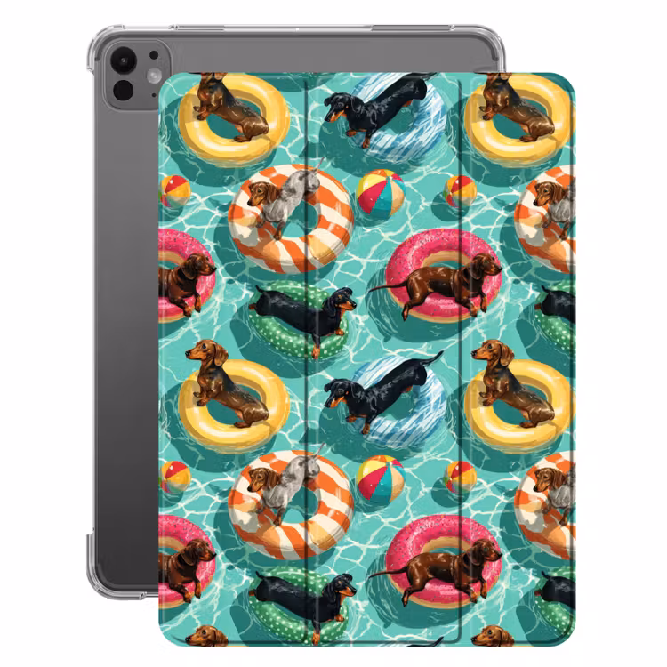 iPad-Hülle - Dackel - Pool - Farbenfroh — 1