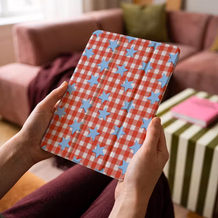 iPad-Hülle - Kariert - Sterne - Rot — 4