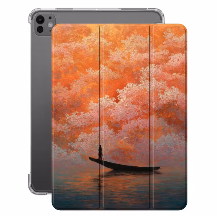 iPad-Hülle - Meer - Boot - Wolken - Orange — 1