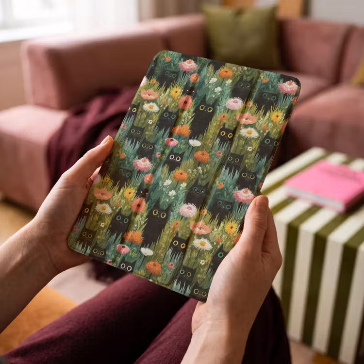 iPad-Hülle - Katzen - Blumen - Farbenfroh — 4